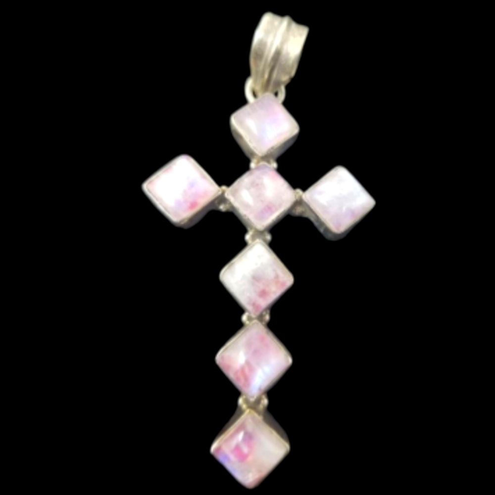Sterling and Pink Topaz Cross